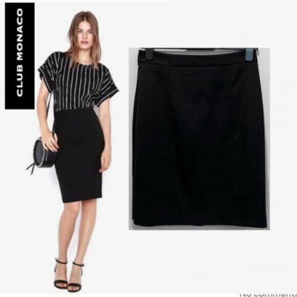 Club Monaco Black Wool Pencil Skirt Size 4 - Picture 1 of 16